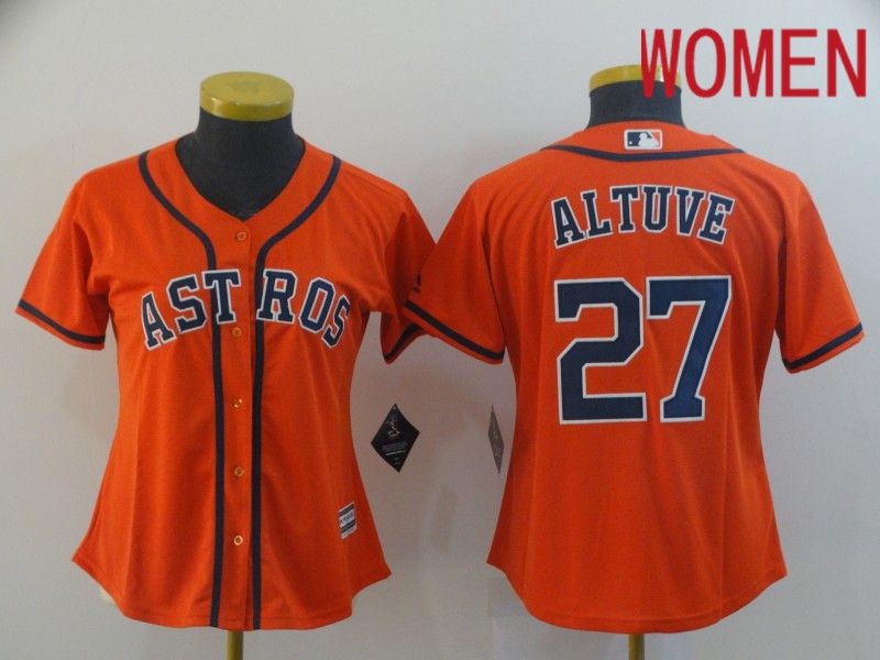 Women Houston Astros #27 Altuve Orange MLB Jerseys->women mlb jersey->Women Jersey